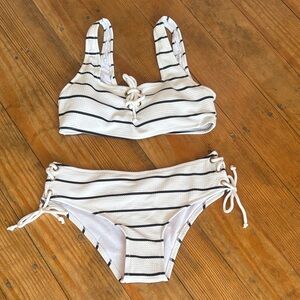 SHEIN Black and White Striped Bikini